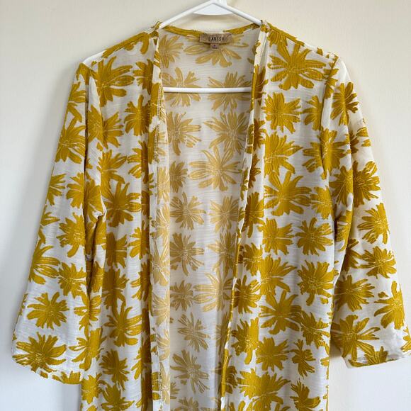 Lavish Floral Burnout Cottagecore Cover Up Bohemian Yellow Swim Beach SMALL - Picture 2 of 11